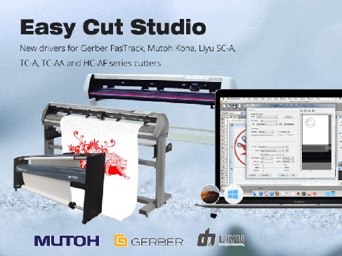 Easy Cut Studio now works with Gerber FasTrack, Mutoh Kona and Liyu SC-A series cutters