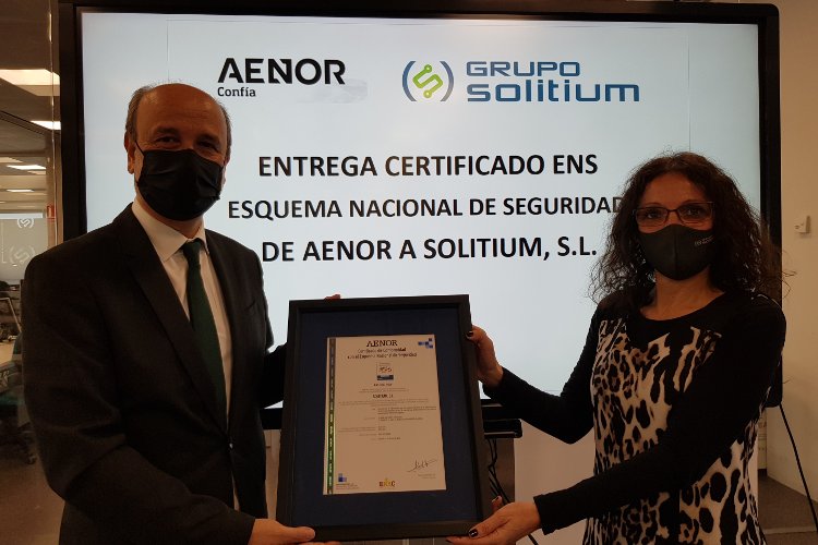 AENOR entrega a SOLITIUM el certificado ENS