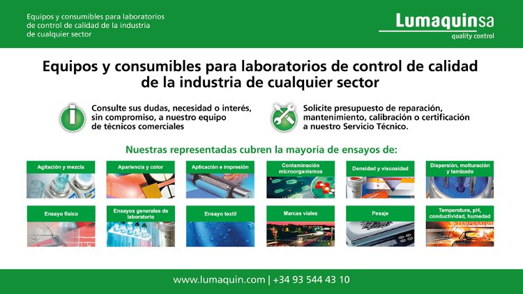 Lumaquin presenta equipos y consumibles para laboratorios de control de calidad de la industria de cualquier sector