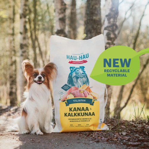 Vafo Group lanzan al mercado un embalaje reciclable para alimento para perros para la marca finlandesa líder Hau-Hau Champion