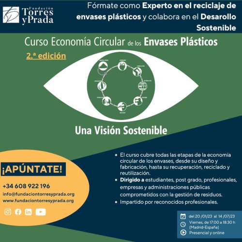 La Fundaci&oacute;n Torres y Prada organiza el Curso de Econom&iacute;a Circular de los envases pl&aacute;sticos