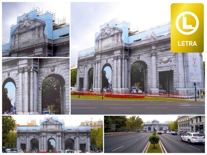 Lona mimética Puerta de Alcalá - LETRA DE ORO por SUNDISA en Madrid