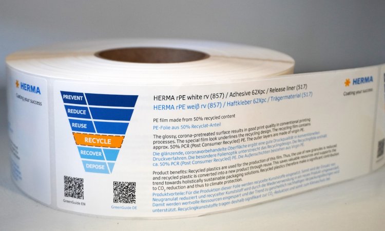 Herma presents a new self-adhesive label material with a high content of recycled PE