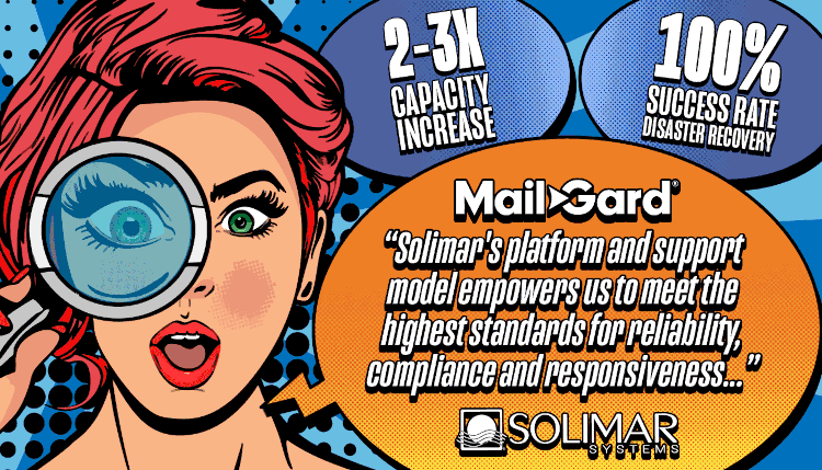 Solimar Systems enables IWCO Mail-Gard to Triple Healthcare Communications Capacity While Maintaining 100% Disaster Recovery Success Rate