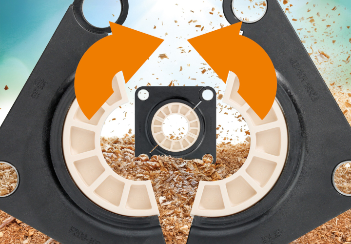 Los cojinetes con brida de dos piezas de igus permiten reducir hasta un 80% el tiempo de montaje