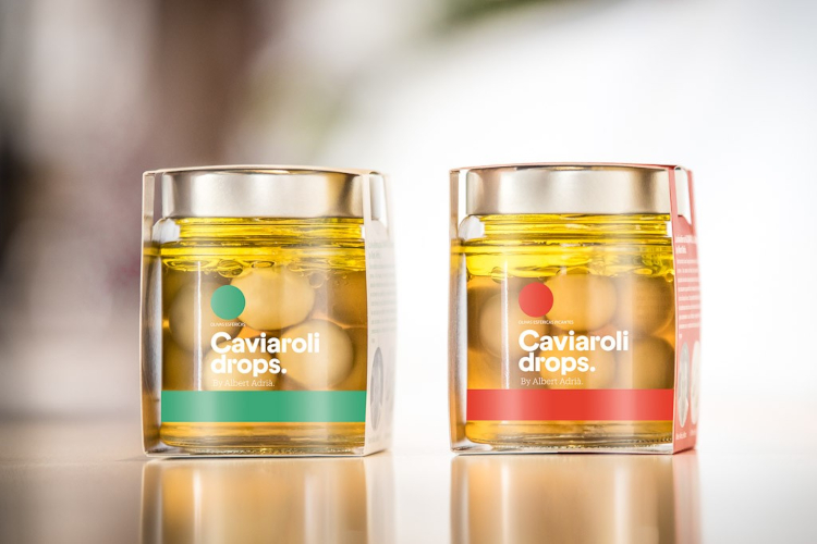 Nuevas bolsas de olivas esf&eacute;ricas Caviaroli DROPS para catering y HORECA