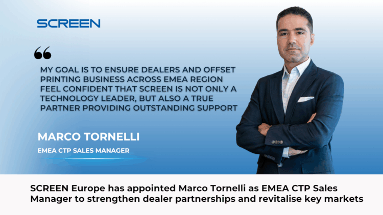 SCREEN Europe nombra a Marco Tornelli como Gerente de VentasCTP para la región EMEA