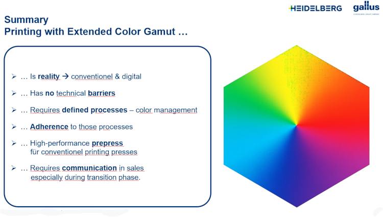 Requisitos para la transici&oacute;n a colores de proceso extendidos. (Fuente: Gallus Ferd. R&uuml;esch AG)
