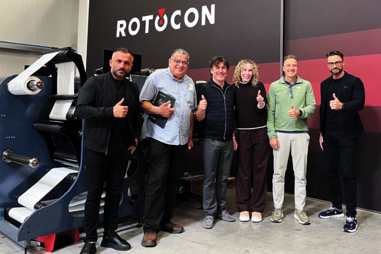 Pictured left to right: Metin Ertem, ROTOCON Operations Manager; Cesar Martinez, Jackrom Lead Installation & Maintenance Technician; Daniel Zaragoza, Jackrom Managing Partner & Director of Machinery; Susana Zaragoza, Jackrom Managing Partner & Director of Development and Quality; Leonardo Ricci, Susana&rsquo;s husband; and Marco Aengenvoort, ROTOCON Europe Managing Director