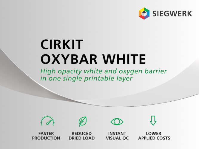 Siegwerk launches CIRKIT OXYBAR WHITE, combining oxygen barrier and white ink in a single printable layer
