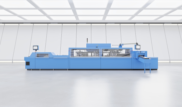 En combinaci&oacute;n con un marcador de guardas y con la guillotina robotizada InfiniTrim, la encuadernadora en r&uacute;stica de M&uuml;ller Martini Antaro Digital produce ahora tambi&eacute;n bloques de libros de tapa dura