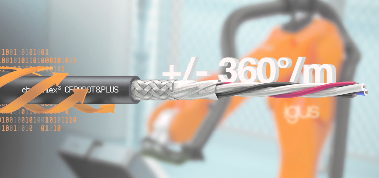igus amplía su gama de cables chainflex para torsión de ±360°/m